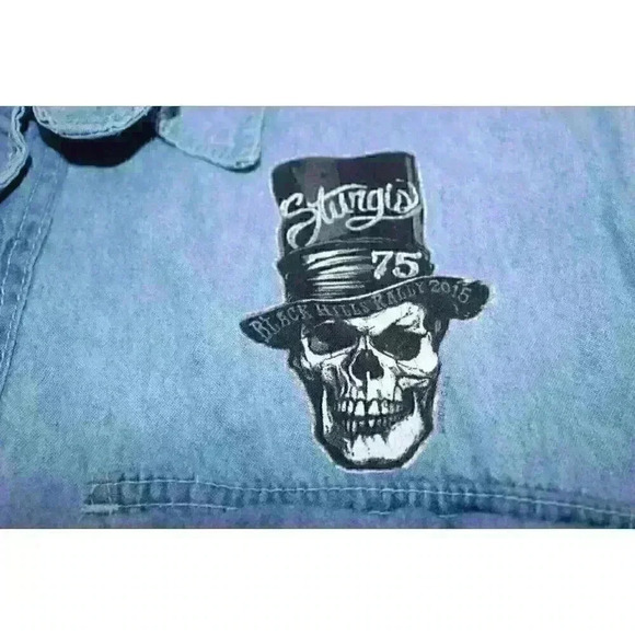 Bikers Edge Sturgis Ride 2015 Graphic Relaxed Fit Casual Retro Boho Shirt Size L - Picture 9 of 14